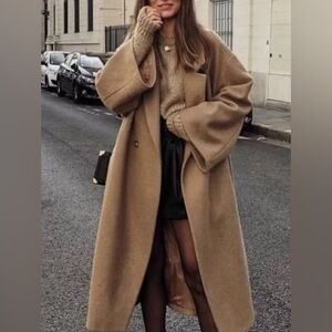 H&M Tan Coat with Button Detail